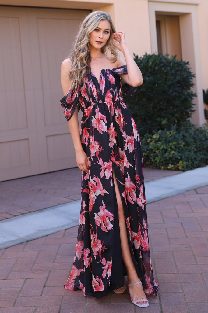 LOVE AND LUXURY BLACK FLORAL MAXI DRESS ...